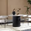 Velin Round Solid Mango Wood Pedestal Dining Table Black White