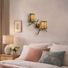 Devansh Metal Electric Wall Light in Gold Colour with Beige Shade Count of 2 Lights