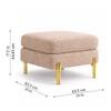 Doe Buck Luxe Boucle Square Ottoman in Light Brown Colour with Gold Metal Legs