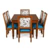 Globally Indian Sheesham Wood Turning Leg 6 Seater Dining Table Set With 6 Solid Wood Upholstered Chairs – In Blue Color