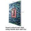 Multi Color Wooden Wall Art Panel with hand made God's idol Cone Art Work of Marble Dust and Clay
