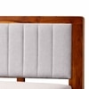 Linea Solid Wood Queen  Size Upholstered Bed Without Storage (Provincial Teak Finish, Grey Colour)