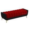 Hoslo Velvet 2 Seater Ottoman Bench in Black & Red  Color