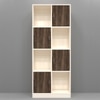 8 Shelves Semi Open Multipurpose Matrix Kitchen Cabinet In Cochwood Brown & Highland Pine Finish