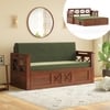 Bram 3 Seater Pull Out Sofa Cum Bed in Honey Finish with Moss Green Colour