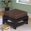 Kumkum Sheesham Wood Foot Stool in Dark Walnut Finish with Jute Brown Cushion