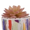 Sucullent Artificial Plant With Vertical Multicolored Stripes Along With Pot