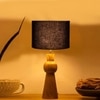 Devansh Black Cotton Table Lamp With  Wood Natural Base (7X18.25 Inches)-3