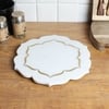 Marble Brass Inlay Flower Shape Platter