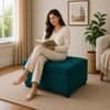 Doe Buck Tufted Storage Ottoman Bench in Mustard Teal Colour Fabric