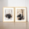 Kaaba Abstract Minimalist Islamic Set of 2 Framed Posters 45x60 cm