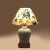 Devansh Conical Multi Cotton Shade Lamp With Wood & Mosaic Glass Base For Decoration/Office/Home/Gifting/Study For Decoration/Office/Home/Gifting/Study -(10X10X14.5) Inches -A