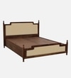 Domino Solid Wood King  Size Bed With Box Storage (Provincial Teak Finish, Beige Colour)