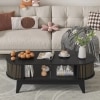 Oval Shaped Coffee Table With Storage, Fluted Accent Table For Living Room