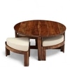 Nashville Sheesham Wood Accent Coffee Table Set With 4 Stools In Natural Teak Finish