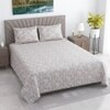 Creamy Beigefloral Cotton  400 Tc Flat  Double Queen Size Bedsheet With 2 Pillow Covers