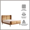 Valerio Duo-Panel Luxe Queen Size Bed in Camel Brown colour Velvet with Oak wood Frame