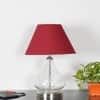 CRYSTAL Clear Glass Table Lamp with Chrome Base and Maroon Shade