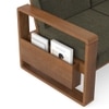 Moreno 1 Seater Solid Wood Sofa in Amber Walnut Finish and Juniper Green Fabric