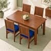 Globally Indian Shilpa Solid Sheesham Wood 4 Seater Dining Table Set 4 Chairs Navy Blue