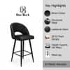 Doe Buck Faux Leather Counter Height Bar Stool in Black Colour with Black Legs