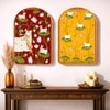 Pichwai Cow and Flowers Wall Art Painting Set of 2 with Gold Frame 16 x 24 Inch