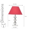 Aspley Chrome Finish Metal Clear Crystal Glass  And White Marble Table Lamp With Maroon Cotton Shade