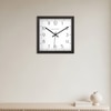 Spaces Unhooked Square Wooden Wall Clock, Black Frame, White Dial with Classic Numerals and Dot Track