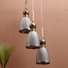 Eliante Cluster Hanging Lights Mild Steel, Wood & Glass Material Antique, Brown & Smoky Black Finish
