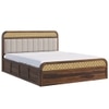 Floral Solid Wood King Size Hydrulic Storage Bed In Provincial Teak Finish Beige 72x78 inch