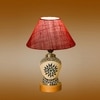 Devansh Conical Pink Jute Shade Lamp With Wood & Mosaic Glass Base For Decoration/Office/Home/Gifting/Study For Decoration/Office/Home/Gifting/Study -(10X10X14.5) Inches -A