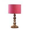 Devansh Pink Jute Table Lamp With  Wood Natural Base (7X7X15.5 Inches)-11