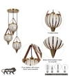 Alfie 3 Light Ceiling Pendant In Brass Finish Metal And Brown Leather With Frosted White Glass Shades