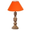 Devansh Orange Cotton Table Lamp With  Wood Natural Base -(10X18 Inches)-30