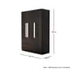 Hexa Red Wooden 3 Door Wardrobe with 2 Drawers and Hanging Space in Flower Wenge Colour