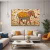 The Castle Decor Madhubani Art Wall Painting Wooden Framed 27x48 Inch (Style 3)