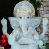 Grey Fiber Glass Lotus Ganesha Indoor Water Fountain