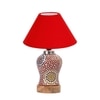 Devansh Conical Red Cotton Shade Lamp With Wood & Mosaic Glass Base For Decoration/Office/Home/Gifting/Study For Decoration/Office/Home/Gifting/Study -(10X10X14.5) Inches -A