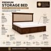 Leher Solid Wood Compact King Bed Hydraulic Storage Provincial Teak Finish Mattress 72 x 72 Inches
