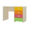 Cherokee Multicolor Kids Student Desk with 4 Handle Less Drawers in Light Woodgrain Mango Yellow Colour