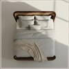Heritage Cane Upholstered King Size Bed in Linen With Oak wood Frame