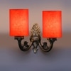 Devansh Metal Electric Wall Light in Antique Gold Colour with Orange Shade Count of 2 Lights