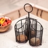 Ireka Home Metal Mate Utensils Holder – Iron and Wood Cutlery Organizer