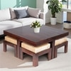 Blane Sheesham Wood 4 Seater Coffee Table Set In Walnut Finish