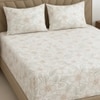 White Color Floral 400 TC Cotton Fitted Super King Bed Size Bedsheet With 2 Pilllow Covers  Threads