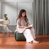 Cuboid Collection Green Faux Leather Pouf Ottoman Set Of 2
