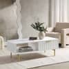 Velin Ridged Coffee Table with Drawer White