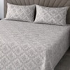 Timo White & Green Floral 400 TC Cotton Flat Queen Size Bedsheet with 2 Pillow Covers – Threads