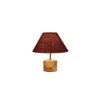 Carol Maroon Natural Fiber Shade Table Lamp with Natural Wooden Base