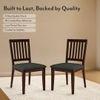 Diner Solid Wood Dining Chair Set Of 2 In Dark Walnut Finish With Grey Colour Fabric